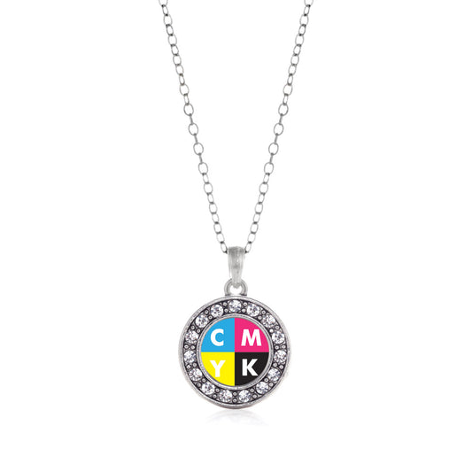 Silver CMYK Circle Charm Classic Necklace