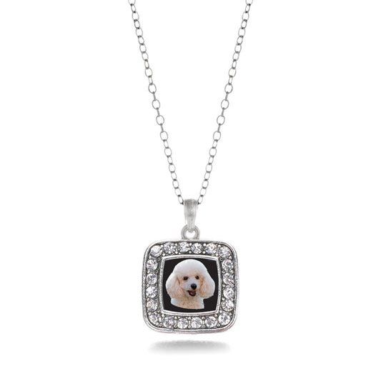 Silver The Poodle Square Charm Classic Necklace