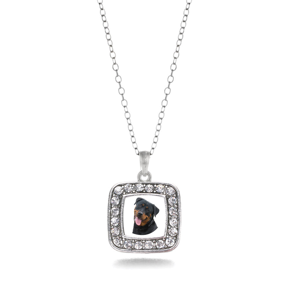 Silver The Rottweiler Square Charm Classic Necklace