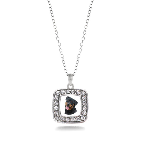 Silver The Rottweiler Square Charm Classic Necklace