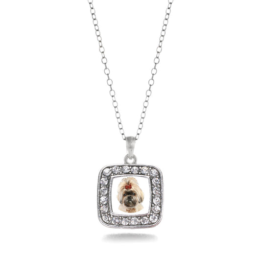 Silver The Shih Tzu Square Charm Classic Necklace