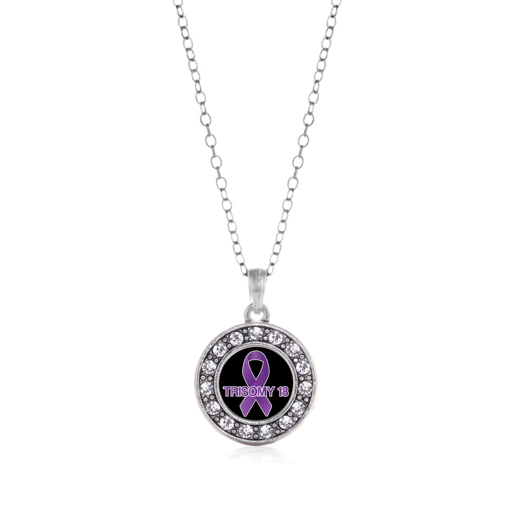 Silver Trisomy 18 Circle Charm Classic Necklace