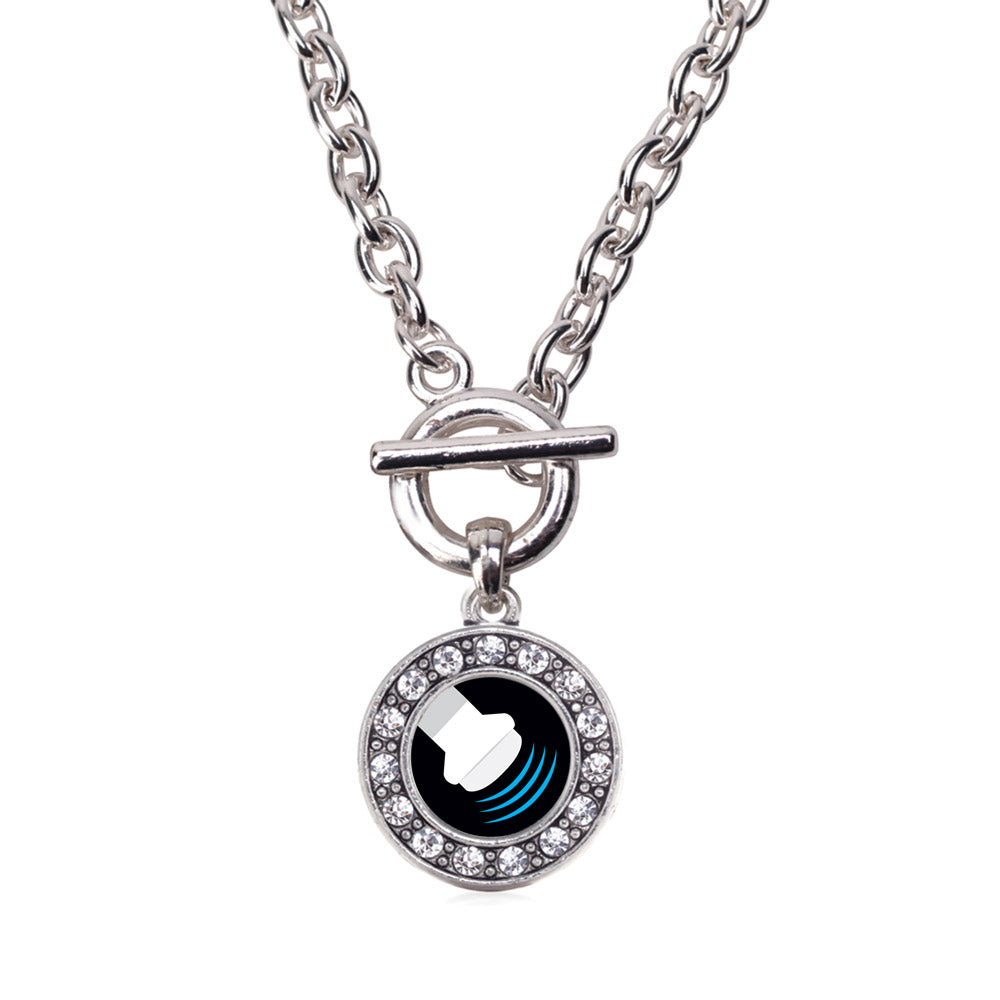 Silver Sonographer Circle Charm Toggle Necklace