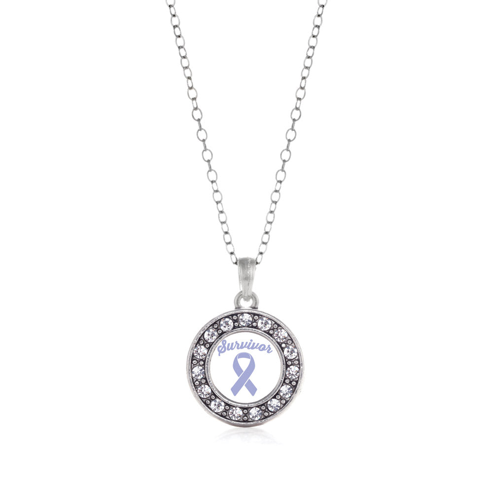 Silver Periwinkle Circle Charm Classic Necklace