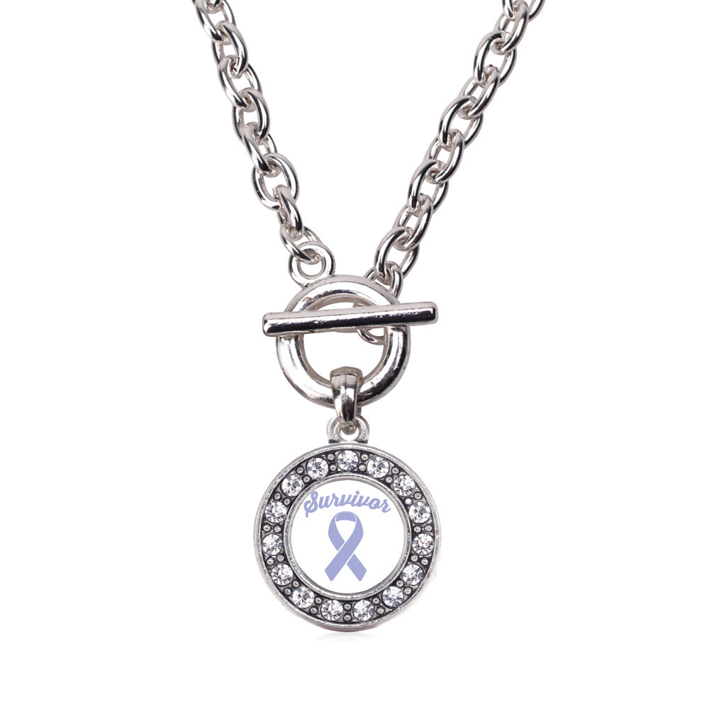 Silver Periwinkle Circle Charm Toggle Necklace