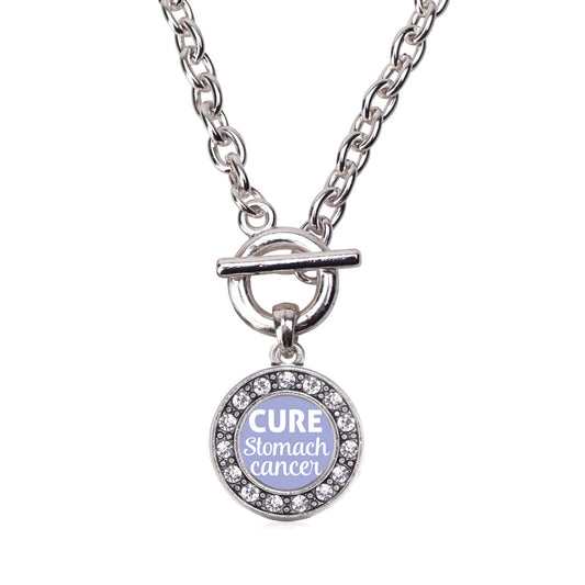Silver Cure Stomach Cancer Circle Charm Toggle Necklace