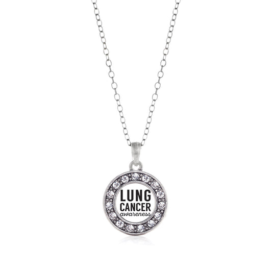 Silver Lung Cancer Awareness Circle Charm Classic Necklace