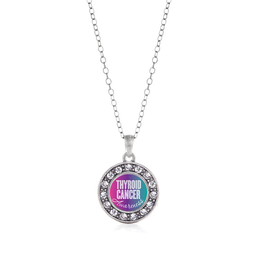 Silver Thyroid Cancer Awareness Circle Charm Classic Necklace