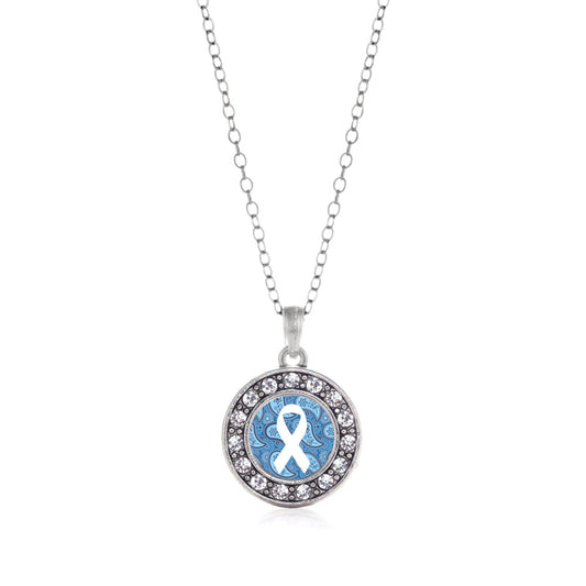 Silver Paisly Awareness Ribbon Circle Charm Classic Necklace