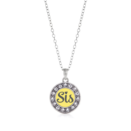 Silver Yellow Sis Circle Charm Classic Necklace