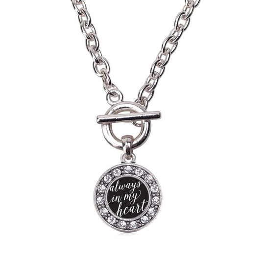 Silver Always in my Heart Circle Charm Toggle Necklace