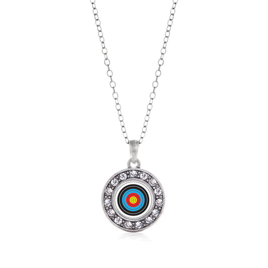 Silver Archery Bullseye Circle Charm Classic Necklace