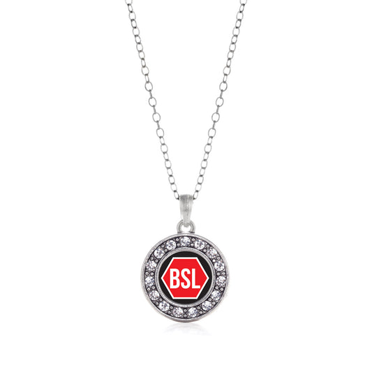 Silver STOP BSL Circle Charm Classic Necklace