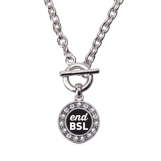 Silver End BSL Circle Charm Toggle Necklace
