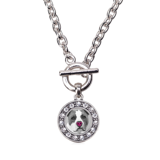 Silver Big Dogs with Big Hearts BSL Awareness Circle Charm Toggle Necklace