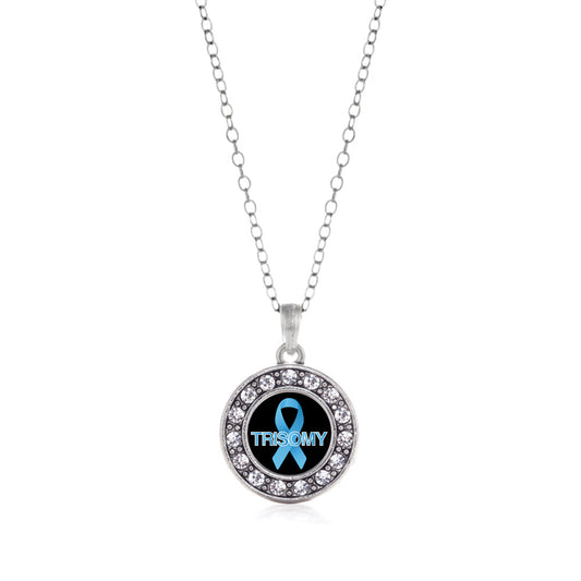 Silver Trisomy Awareness Circle Charm Classic Necklace
