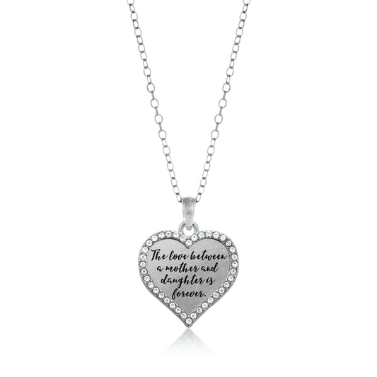 Silver Mother and Daughter Bond Open Heart Charm Classic Necklace