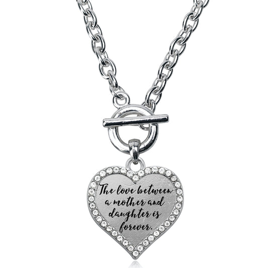 Silver Mother and Daughter Bond Open Heart Charm Toggle Necklace