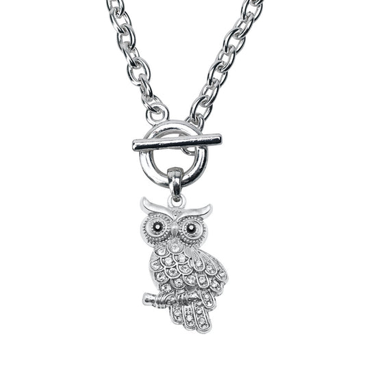 Silver Owl Charm Toggle Necklace