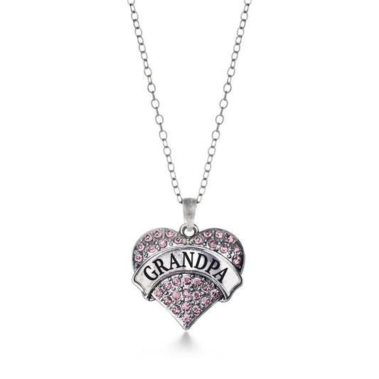 Silver Grandpa Pink Pink Pave Heart Charm Classic Necklace
