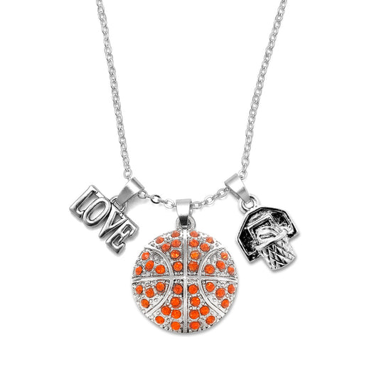 Silver Love Basketball Charm Classic Necklace