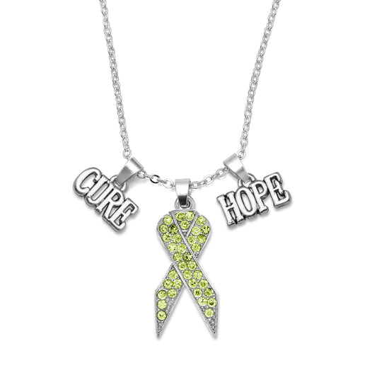 Silver Hope Green Awareness Ribbon Charm Classic Necklace