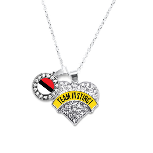 Silver Team Instinct Duo Pave Heart Charm Classic Necklace
