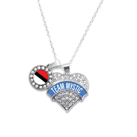 Silver Team Mystic Duo Pave Heart Charm Classic Necklace