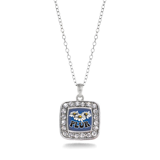 Silver PLUR Square Charm Classic Necklace
