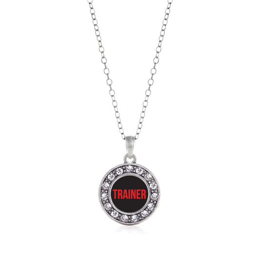 Silver Red Trainer Circle Charm Classic Necklace