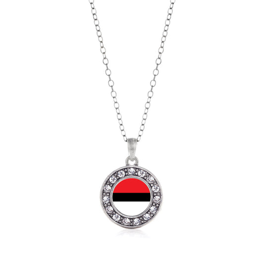 Silver Red and White Ball Circle Charm Classic Necklace