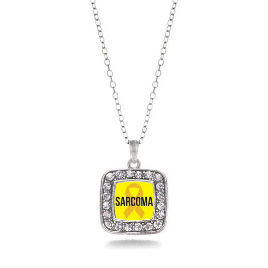 Silver Sarcoma Awareness Square Charm Classic Necklace