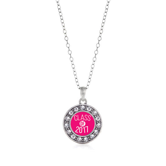 Silver Fuchsia Class of 2017 Circle Charm Classic Necklace