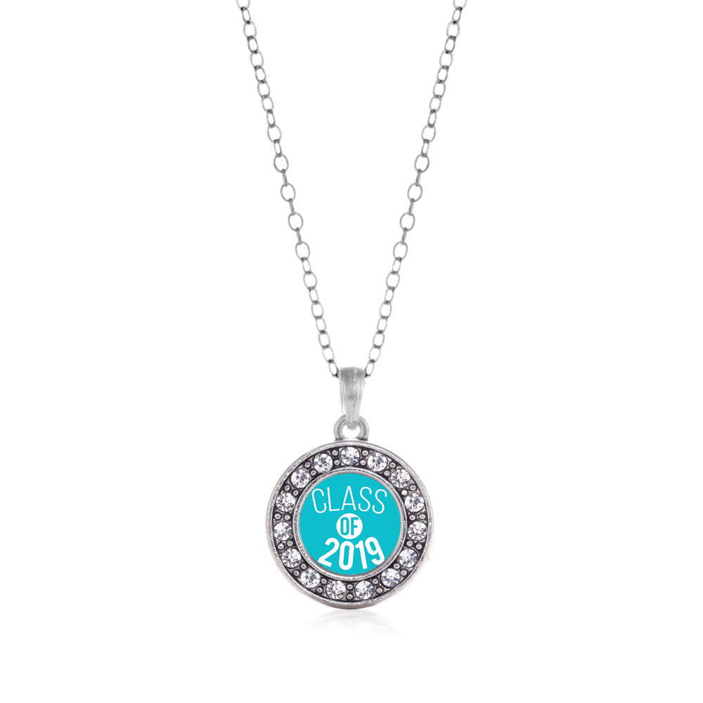 Silver Teal Class of 2019 Circle Charm Classic Necklace