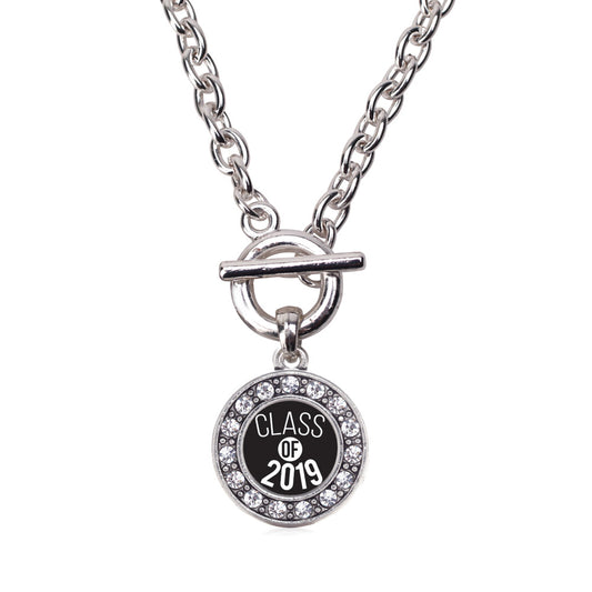 Silver Class of 2019 Circle Charm Toggle Necklace