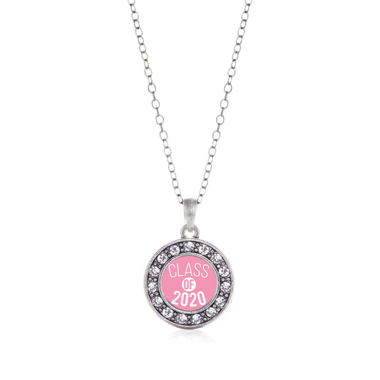 Silver Pink Class of 2020 Circle Charm Classic Necklace