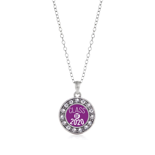 Silver Purple Class of 2020 Circle Charm Classic Necklace