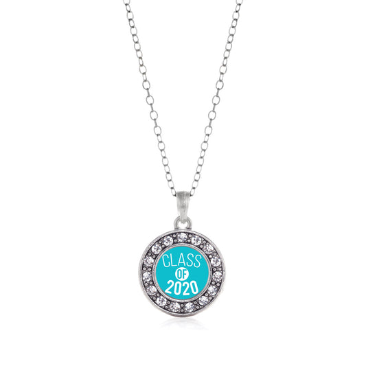 Silver Teal Class of 2020 Circle Charm Classic Necklace