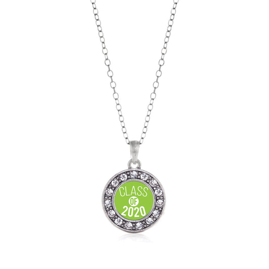 Silver Lime Green Class of 2020 Circle Charm Classic Necklace