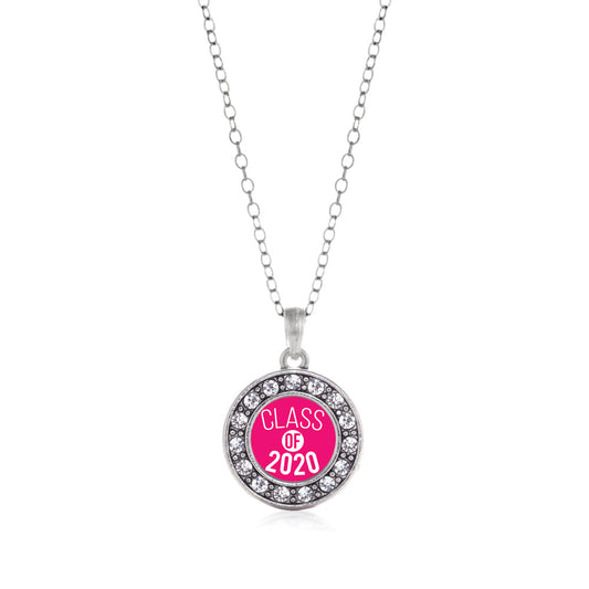 Silver Fuchsia Class of 2020 Circle Charm Classic Necklace