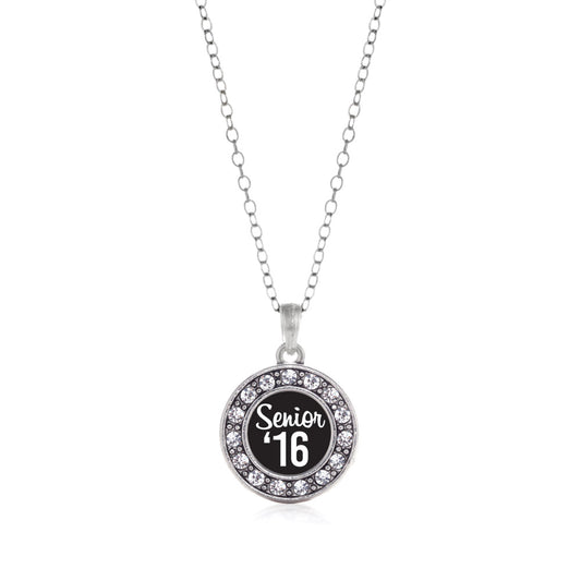 Silver Senior '16 Circle Charm Classic Necklace