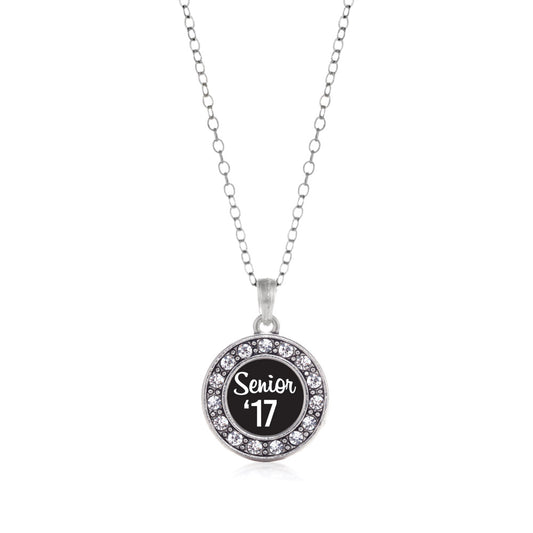 Silver Senior '17 Circle Charm Classic Necklace