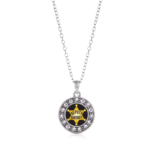 Silver Deputy Sheriff Circle Charm Classic Necklace