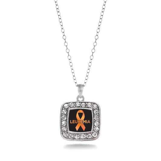 Silver Leukemia Support Square Charm Classic Necklace