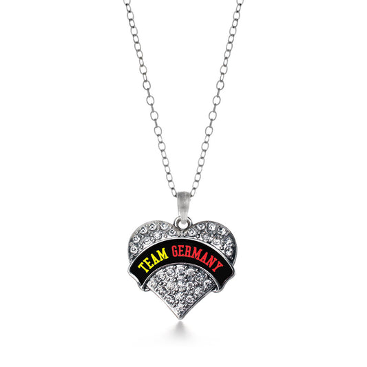 Silver Team Germany Pave Heart Charm Classic Necklace