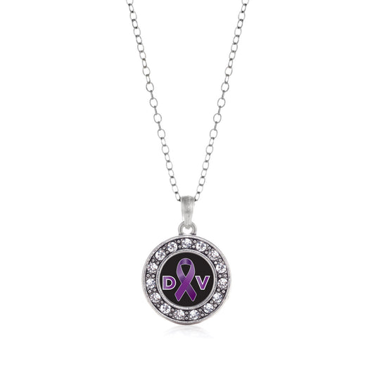 Silver Domestic Violence Support Circle Charm Classic Necklace
