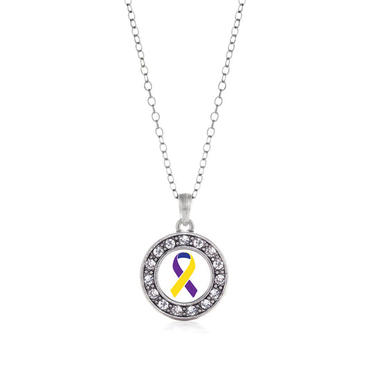 Silver Bladder Cancer Awareness Circle Charm Classic Necklace