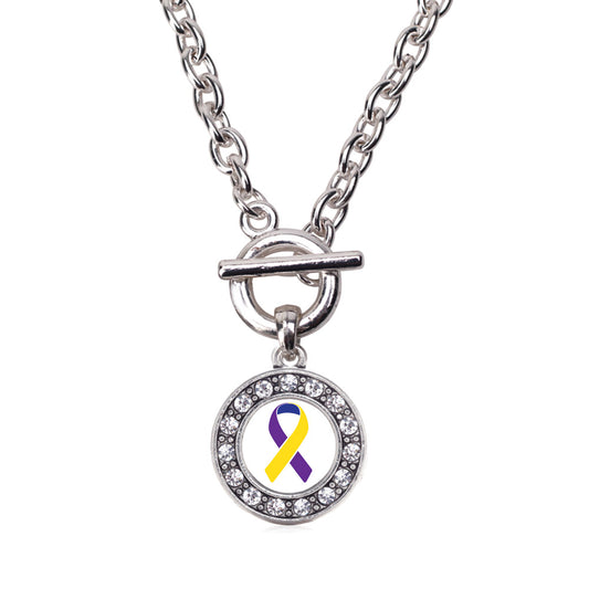 Silver Bladder Cancer Awareness Circle Charm Toggle Necklace
