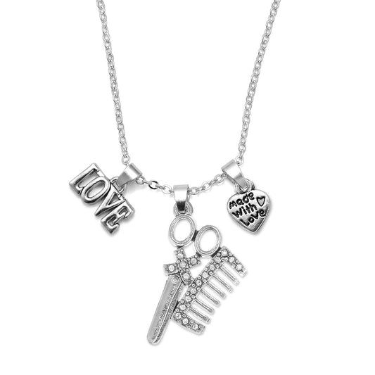 Silver Love Pave Stylist Charm Classic Necklace