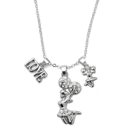 Silver Love Cheerleader Charm Classic Necklace